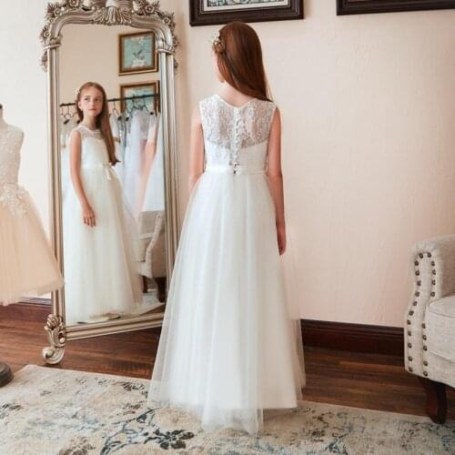 Lace Tulle Flower Girls Dresses for Wedding Kids Pageant Gown First Holy Communion Dresses for Little Baby Party Prom Wear