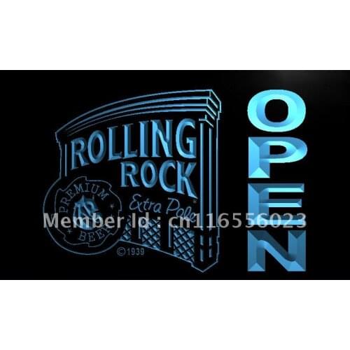 LA031- Rolling Rock OPEN Bar LED Neon Light Sign home decor crafts