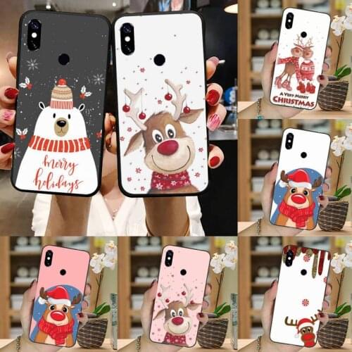 Lovebay Christmas Elk Printed Phone Case For Xiaomi Mi A1 A2 5 6 6PLUS 8 9 SE Lite MIX 2 2S MAX 2 3 Pocophone F1