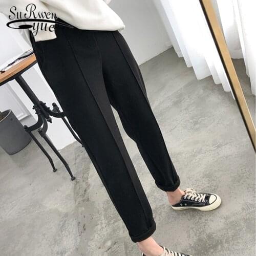2020 Autumn Winter Plus Size OL Style Wool Female Work Suit Pant Loose Female Trousers Capris Thicken Women Pencil Pants 6648 50
