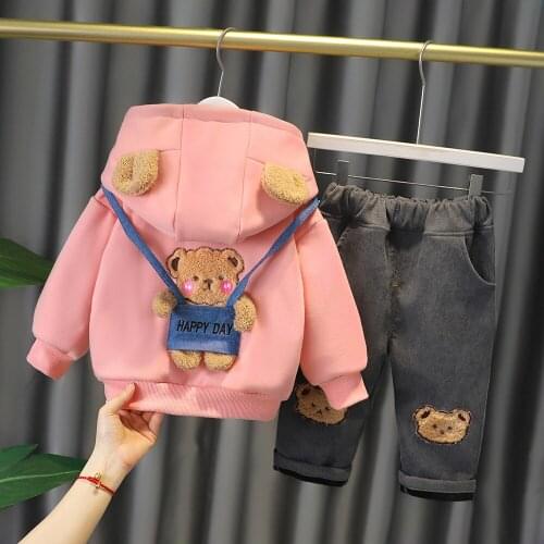 Baby sets 2021 new boys and girls warm sets plus velvet