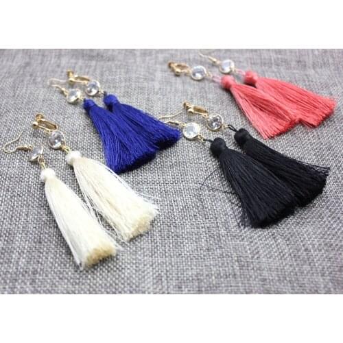 2017 new crystal jewelry cute multicolor tassel simple drop earrings for Women