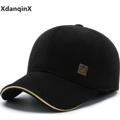 New Winter Mens Warm Earmuffs Hat Thicken Baseball Cap Snapback Cap Adjustable Size Casual Sports Cap Male Bone Dad Winter Hats