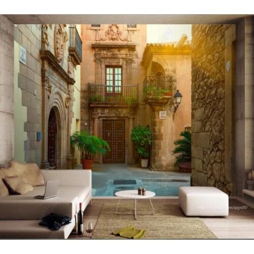 Papel de parede Street view of Barcelona, Spain 3d wallpaper mural,living room bedroom wall papers home decor