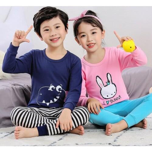 Winter Boys Girls Pajamas Sleepwear Pyjamas Kids Cotton Cartoon Nightwear Pijamas Baby Girls Clothes Top+Pant 2pcs Sleep Suits