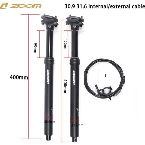 Zoom Mtb Dropper Seatpost Height Adjustable Internal External 100mm Travel 30.9 / 31.6 Bike Dropper Seat Post