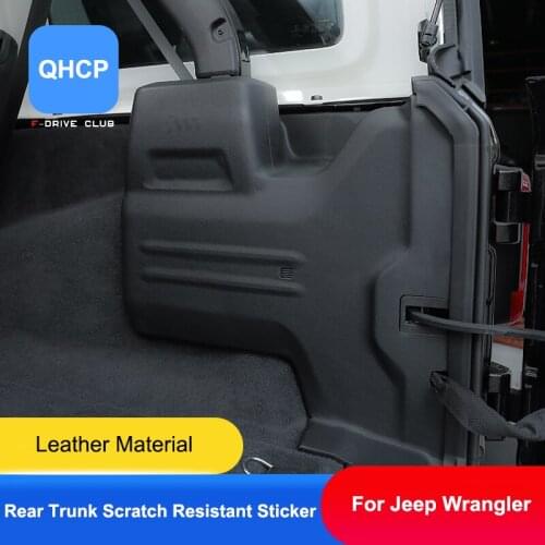 QHCP Car Rear Trunk Stickers Leather Tail Trunk Door Protective Pad Covers Anti-scratch 4Pcs Fits For Jeep Wrangler JL 2018-2021
