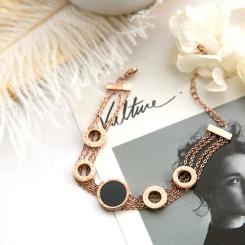 Luxury Famous Brand Jewelry Rose Gold Stainless Steel Roman numerals Bracelets & Bangles Female Charm Bracelet For Women