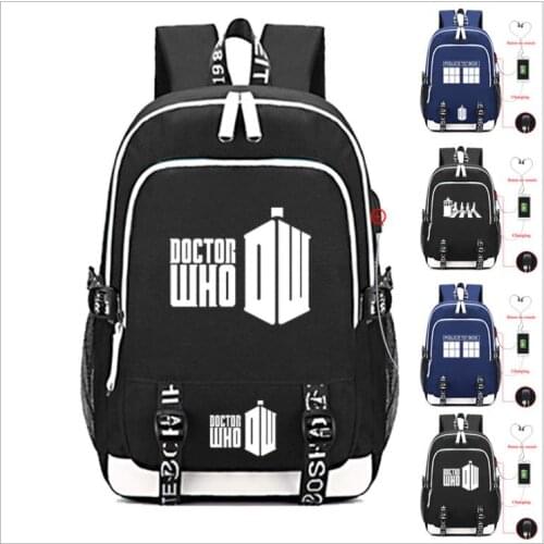 Doctor Who Police Box Luminous Backpack Multifunction USB Charging Laptop Backpack Teens Boys Girls School Bags Travel Rucksack