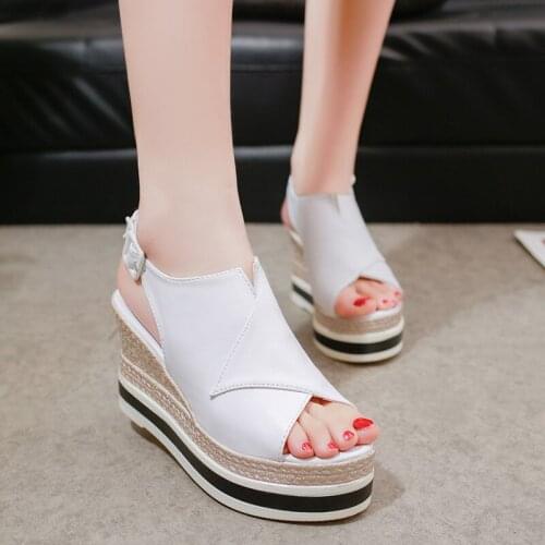 Summer New Style Super Thick-soled Fish Mouth Sandals Womens Slope with Waterproof Thick-soled Sandals Casual Womens Shoes