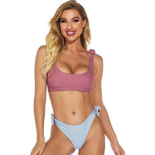 Hot Sole Gathered Bikini New Special Fabric Low Waist Two Pieces Bikini Set Push Up Bra Thong Women Swimsuit