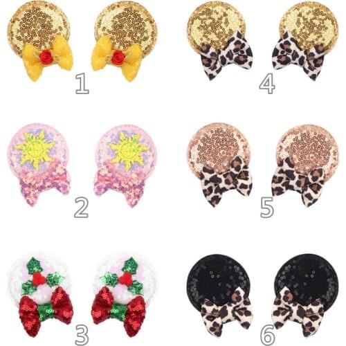 Mouse Ears Barrette Wholesale Sequin Hair Bows Glitter Butterfly Clips DIY Girls Hair Accessories Hair Clips for Women