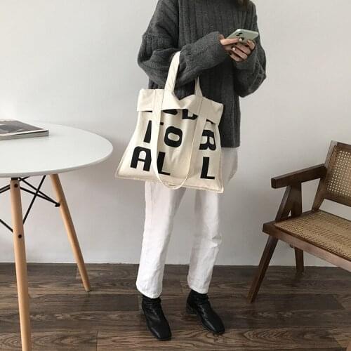 Women Canvas Casual Shopping Bag Books Bag Female Cotton Cloth Shoulder Bag Eco Handbag Tote Reusable Grocery Shopper Bags