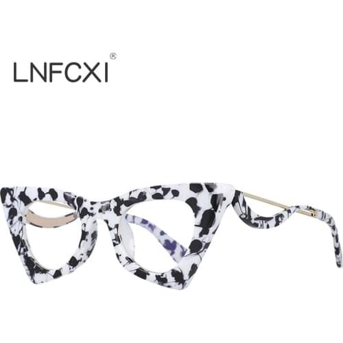 LNFCXI Cat Eye Womans Optical Glasses Prescription Lens Fashion Small Frames Women Transparent Glasses Eyeglasses Frames