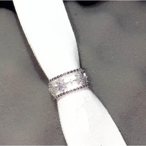 Fashion Design Hollow Star Rings For Women Girls Micro Pave Crystal Silver Color Open Ring Jewelry Gift Female Rings NWLR121