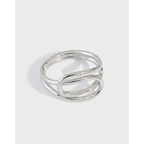 SHANICE S925 Sterling Silver open ring ins niche minimalism intertwined twist Geometric Rings for Women Vintage Rings Adjustable