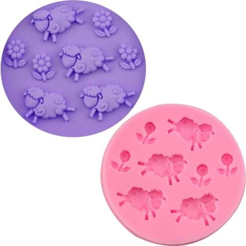 Animal Sheep & Flower Sunflower Silicone Fondant 3D Cake Mold Candy Chocolate Decoration