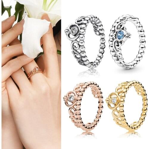 100% 925 кольцо Silver Pan Ring Silvery Retro Crown Pan Ring For Women Wedding Party Gift Fashion Jewelry