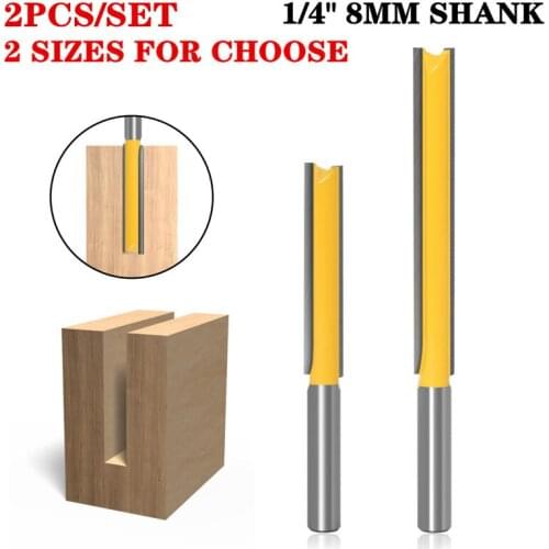 2pcs/set 3/8*3H And 3/8"Wx2" Long Straight Router Bit 2 Flute 1/4" Shank Woodworking Cutter Power Tools Wholesale