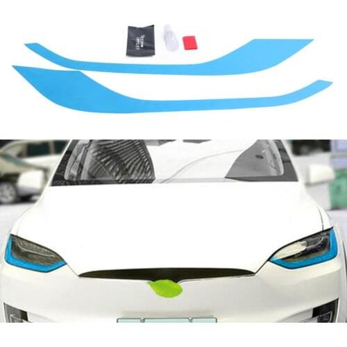 2Pcs Tint Film UV-proof Protecting PVC Car Headlight Tint Wrap Decal for Tesla Model X Car Body Film Exterior Accessories