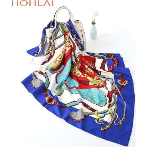 2020 Four seasons Fashion Women Scarf Luxury Brand Hijab Twill Silk Satin Shawl Scarves Muslim Foulard Square Head Wraps 100x100