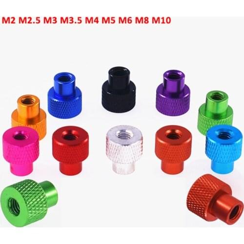 3PCS M2-M10 Aluminum Alloy Through Hole Nuts Knurled Thumb Screws High Step Hand-tightened Nuts Multiple Colour