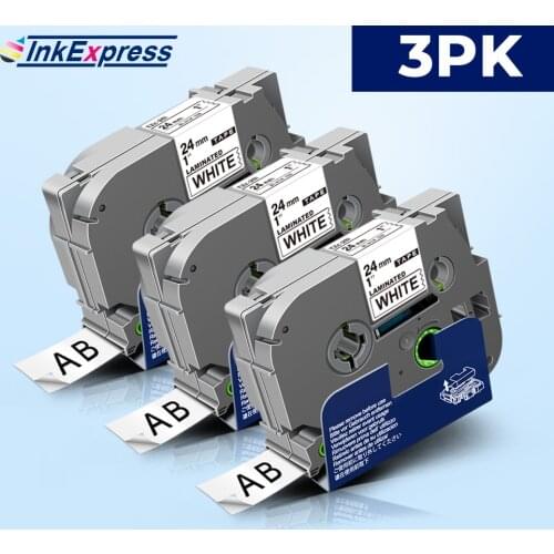 3PK Labels For Brother TZe 251 Label Tape Black on White TZe-251 Laminated Tape For Brother P touch Label Maker PT-9600 PT-D600