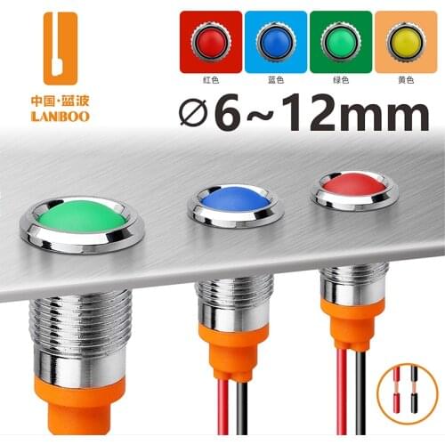 6MM micro garage red green blue3-8v 9-24v 48v 110v 220v 250v led indicator light price