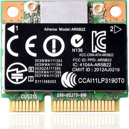676786-001 Atheros AR5B22 a/b/g/n WiFi Bluetooth 4.0 PCIe Half for HP 2170P 4340s 4445s 4446s 4540S