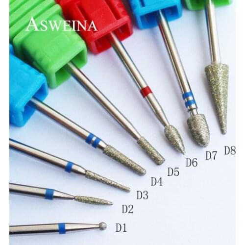 ASWEINA 8 Type Diamond Nail File Drill Bit Burr Milling Cutter Manicure Electric Nail Drill Machine Nail Accessories