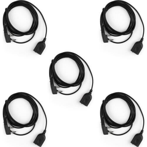 Artudatech 5Pcs 2Pin Extension Cable For Radio Earpiece Speaker Mic For Kenwood For Baofeng 2m
