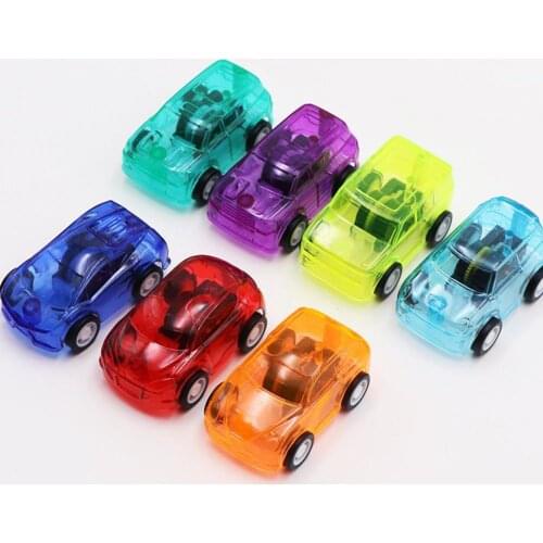 1PC Plastic Transparent Car Toy Pull Back Small Engineering Fast Car Model Kid Toys Gift Random Color Diecasts Toy Vehicles
