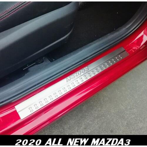 Car Stainless Steel Door Sills Scuff Plate for All NEW MAZDA3 2019-2020