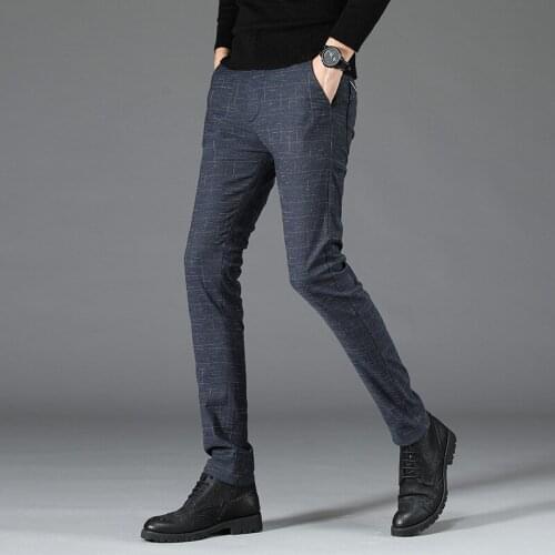 2020 Stretch Plaid Casual Pants Men Spring summer High Quality Business Plaid Trousers Mens Straight warm Trousers Pant