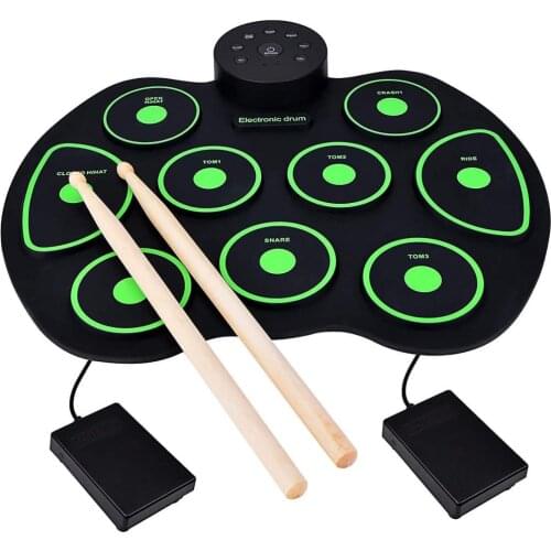 Electronic Drum Set,Portable Foldable Roll Up 9 Pads Electric Drums Pad, Practice Drum Kit for Kids and Adult Beginner Drummer