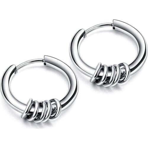 Cyue Punk European Fashion Men 316L Stainless Steel Earrings Trendy Accessories Black/steel Cse21009