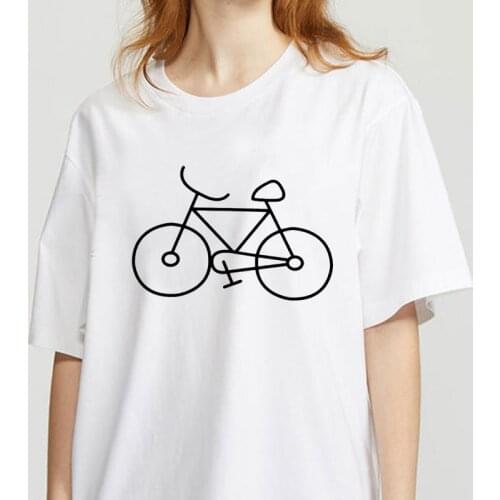Graphic tees tops Bicycle Theme tshirts women funny t shirt white Tops casual short Camisetas Mujer_T-Shirt
