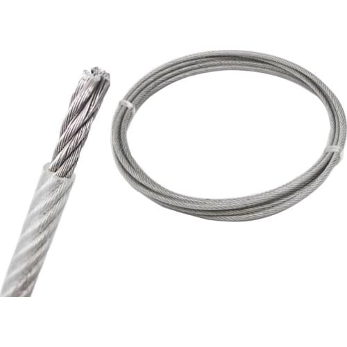 100/200/500Meters PVC Transparent Coated Cable 304 Stainless Steel Rope Wire RopeClothesline Diameter 0.5mm 0.8mm 1mm 2mm