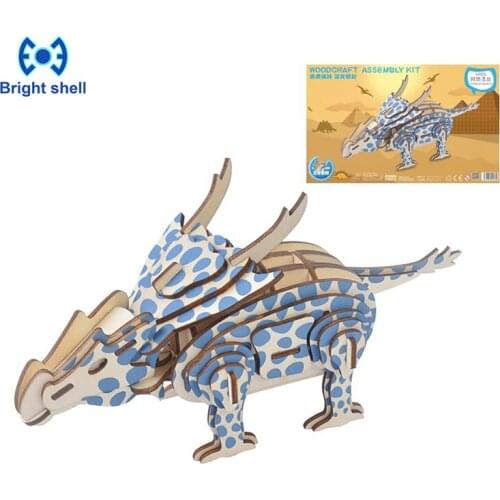 Creative DIY dinosaur Laser Cutting 3D Wooden Puzzle Learning Educational Toy Game Assembly Toys for Children Jigsaw Kids Toys