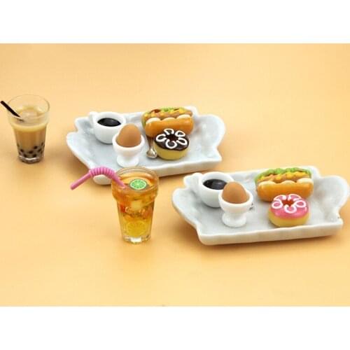 1:12 Mini Hamburger Bread Coffee Plate Dollhouse Miniature Scene Model Simulation Food Dollhouse Accessory Kitchen Living Room