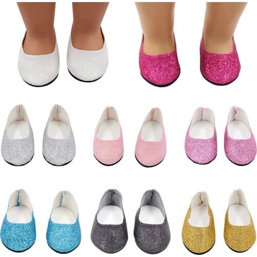 Fashion Sequins Shoes for 43cm Height Doll 7cm Shoes Fit for 18inch Dolls Baby New Born Doll American Doll Shoes