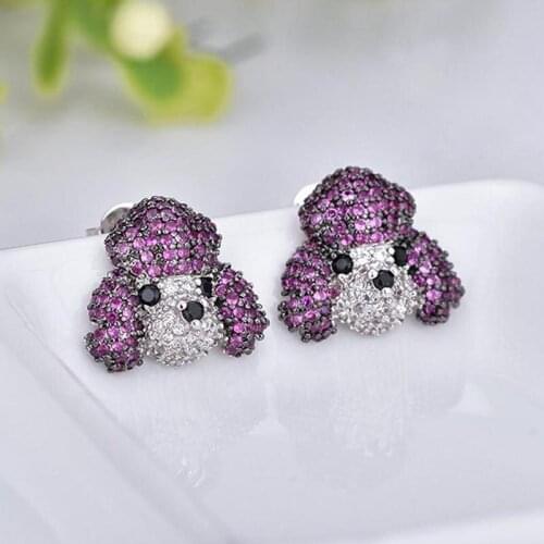 Fashion Small Cute Teddy Dog Earrings Girls Birthday Gifit High Quality Jewelry Wholesale Animal Stud Earrings For Women