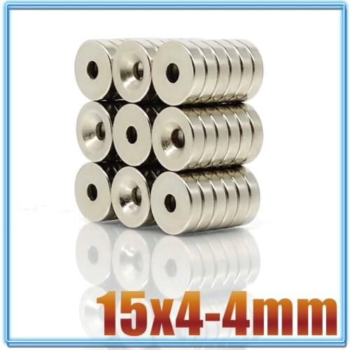 5~100pcs 15x4-4 Strong Rare Earth Magnet 15*4 mm Hole 4mm 15x4-4mm Round Countersunk Neodymium Magnetic Magnets N35 15*4-4 mm