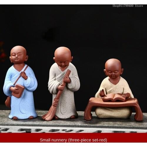 Zen purple sand little monk character tea pet tea set tea play creative Chinese style ceramic Sami home decoration