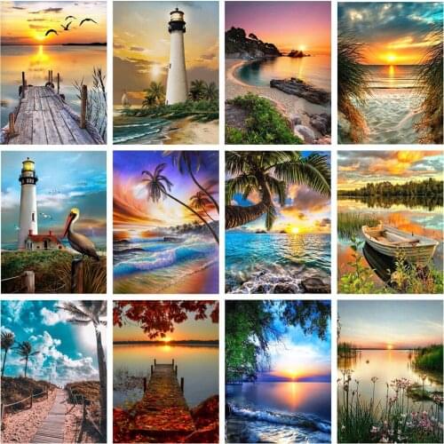 Towel Patterns Cross Stitch Kits 14CT 11CT Count Printed Canvas DMC DIY Handmade Embroidery Kits Needlework Sets Home Decor