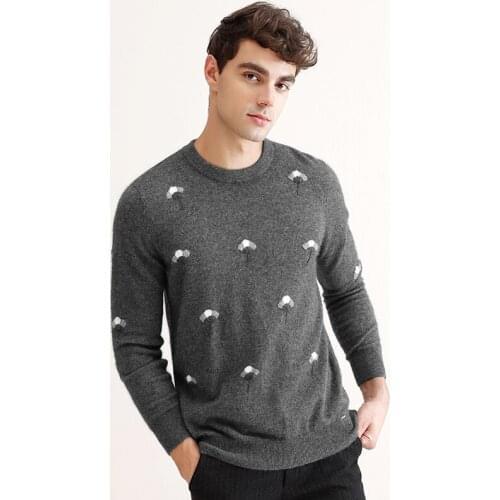 ZHILI 2018 New Autumn Winter O-Neck With Leaves Pattern Cashmere Sweater