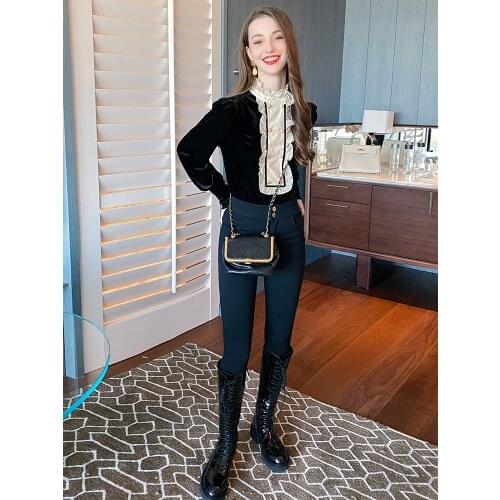 Slim Leggings fashion versatile black pants womens Capris 2021 Spring new High Quality Top Quality