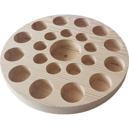 Essential Oil Displaying Rack Round Pine Wood Stand Holder Tray 22 Bottle Shelf