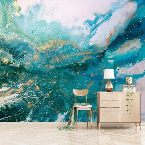 Custom Photo Wallpaper 3D Abstract Blue Landscape Splash Ink Murals Living Room Restaurant Art Wall Painting Papel De Parede 3 D