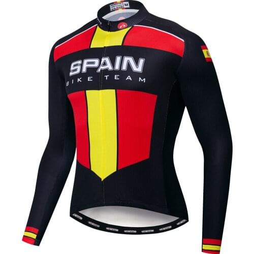 Spain 2021 Pro team Men Long Sleeve Cycling Jersey Spring autumn Clothes Bike Outdoor Mountain Road Bicycle Clothing Breathable